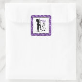 Alien Musician, Birthday Vierkante Sticker (Tas)