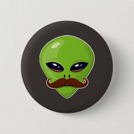Alien Mustache Ronde Button 5,7 Cm (Voorkant)