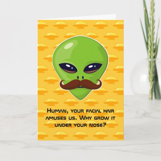 Alien Mustache (verjaardag) Kaart (Voorkant)