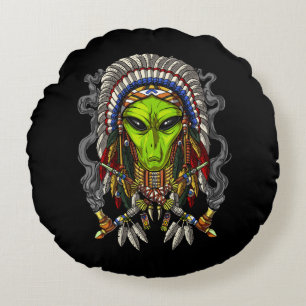 Alien Native American Chief Rond Kussen