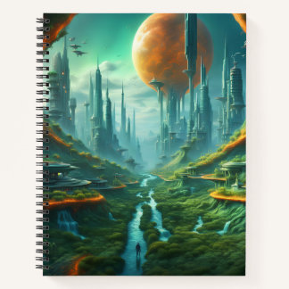 Alien Natuur & Futuristische Stad Surrealistische  Notitieboek