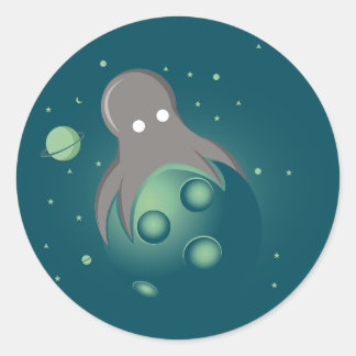 Alien Octopus Ronde Sticker