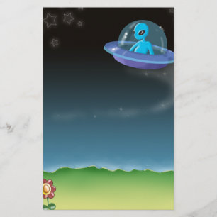 alien ontdekt een aardbloem briefpapier