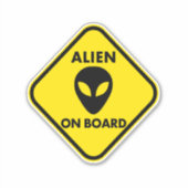 Alien op bordsticker sticker (Voorkant)