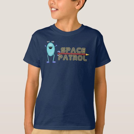 Alien Outer Space Rocket Design Print Art T-shirt (Voorkant)