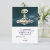Alien Outer Space Verjaardag Bedankkaart (Staand voorkant)