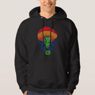 Alien paddenstoel hoofd Pet met Mandala Hoodie