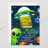 Alien party theme invitation (Devant / Derrière)