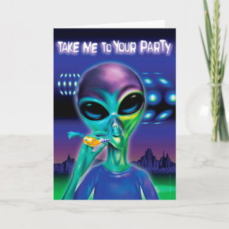 Alien Party wenskaart - aangepast bericht Kaart