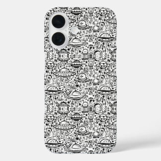 Alien Pattern Telefoonhoes iPhone 16 Hoesje