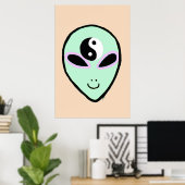 Alien Peace Head Prink (Mint) Poster (Thuiskantoor)