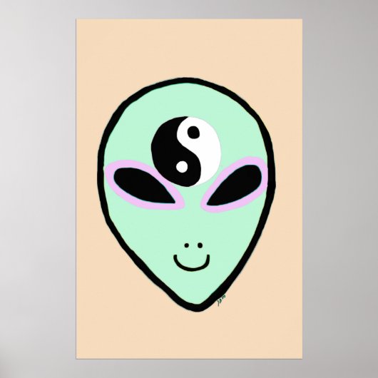 Alien Peace Head Prink (Mint) Poster (Voorkant)