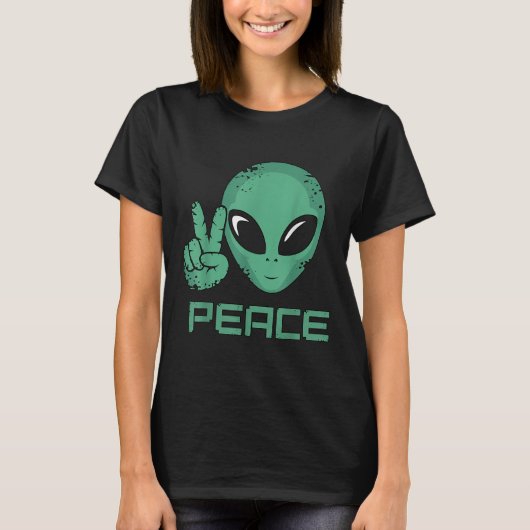 Alien Peace Hippie Ufo T-shirt (Voorkant)