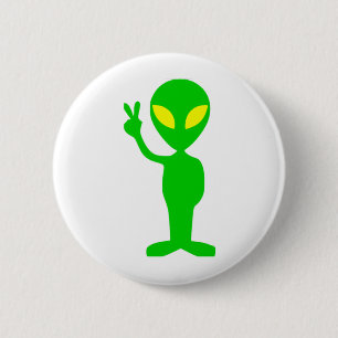 Alien Peace Sign Ronde Button 5,7 Cm
