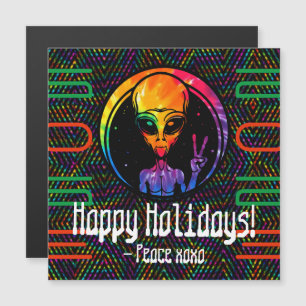 Alien Peace Tie Dye Space Christmas Magnet