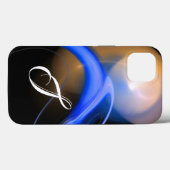 ALIEN PEARL MONOGRAM White Blue Fractal Swirls Case-Mate iPhone Case (Achterkant (horizontaal))