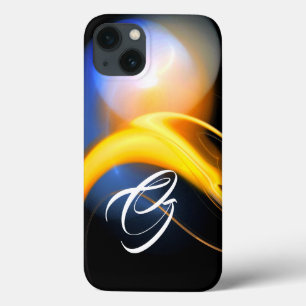 ALIEN PEARL MONOGRAM White Yellow Fractal Swirls iPhone 13 Hoesje