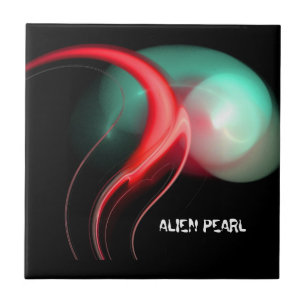 ALIEN PEARL Red Green Black Fractals Tegeltje