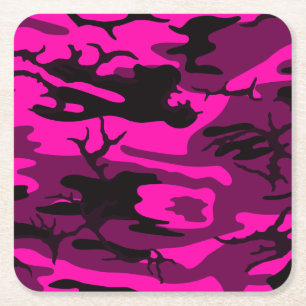 Alien Pink Camo Vierkante Kartonnen Onderzetter