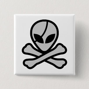 Alien Pirate Vierkante Button 5,1 Cm