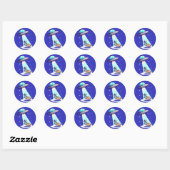 Alien Pizza Abduction - Grappig Pixel Art UFO Desi Ronde Sticker (Vel)
