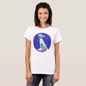 Alien Pizza Abduction - Grappig Pixel Art UFO Desi T-shirt (Voorkant volledig)
