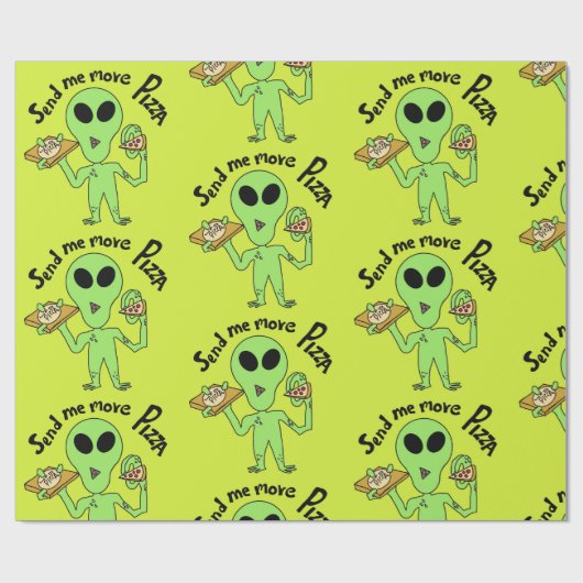 Alien pizza cadeaupapier (Vlak)