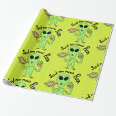 Alien pizza cadeaupapier (Uitgerold)