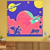 Alien Planet Retro Sci-Fi Canvas Afdruk (Insitu (Woonkamer))