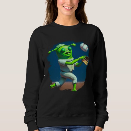 Alien Playing Baseball  Aliens Baseball Trui (Voorkant)