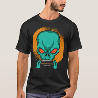 Alien Playing The Harmonica - Harmonica Player Mus T-shirt