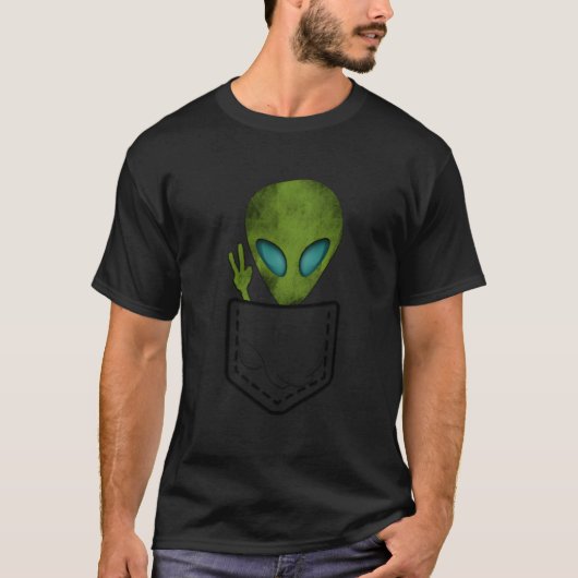 Alien Pocket Peace UFO T-shirt (Voorkant)