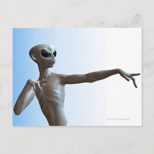 Alien Pointing Briefkaart (Voorkant)