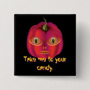 Alien Pumpkin Halloween Vierkante Button 5,1 Cm