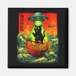 Alien Ramen Kat Ufo Japans Retro Kunst Cadeaus Man Magneet