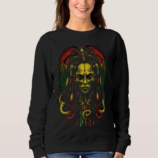Alien Rasta Rastafarian Rastafari UFO Extraterrest Trui (Voorkant)