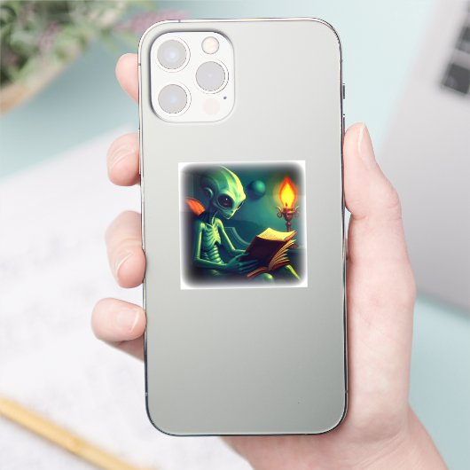 ALIEN READING STICKER (Telefoon)