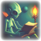 ALIEN READING STICKER (Voorkant)