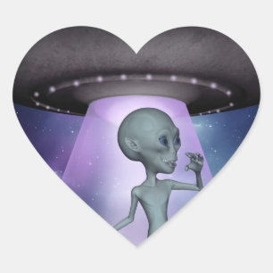 Alien Rencontre Sticker Coeur