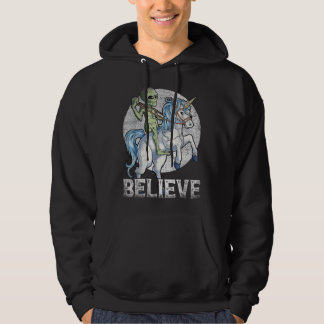 Alien Riding Unicorn Believe T UFO Boys Kids Men 1 Hoodie