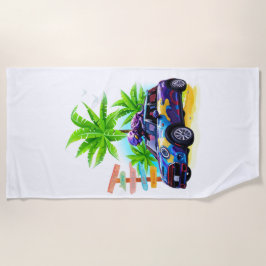 Alien rijden op een Mini! Strandlaken