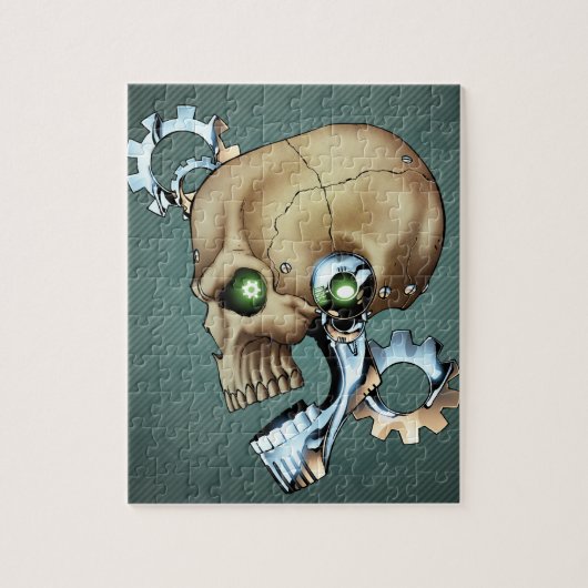Alien Robot Skull uit de toekomst in Chrome + Bone Legpuzzel (Verticaal)