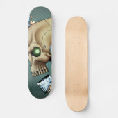 Alien Robot Skull uit de toekomst in Chrome + Bone Skateboard (Voorkant)