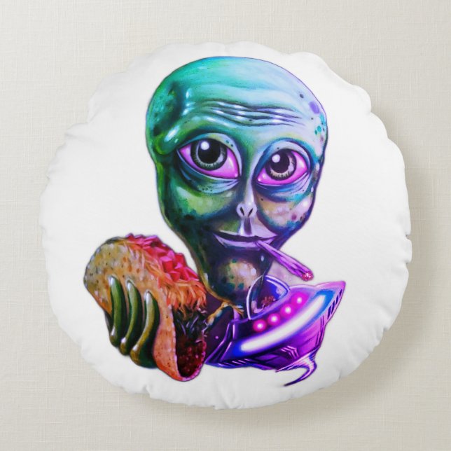 Alien Rond Kussen (Voorkant)
