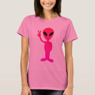 Alien rose chaud sur T-shirt noir
