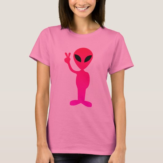Alien rose chaud sur T-shirt noir (Devant)