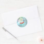 Alien ruimteschip dank u blauwgroen verjaardagsgun ronde sticker (Envelop)