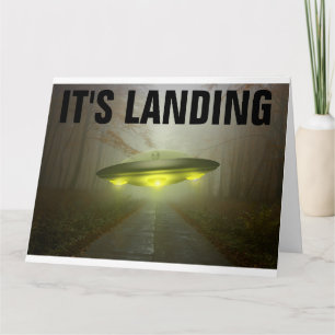 ALIEN RUIMTESCHIP FUNNY BIG BIRTHDAY KAART