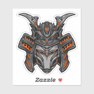 Alien Samurai Mask Sinaasappel Sticker