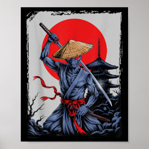 Alien Samurai Ufo Japans Graphic Ukiyo-e Poster